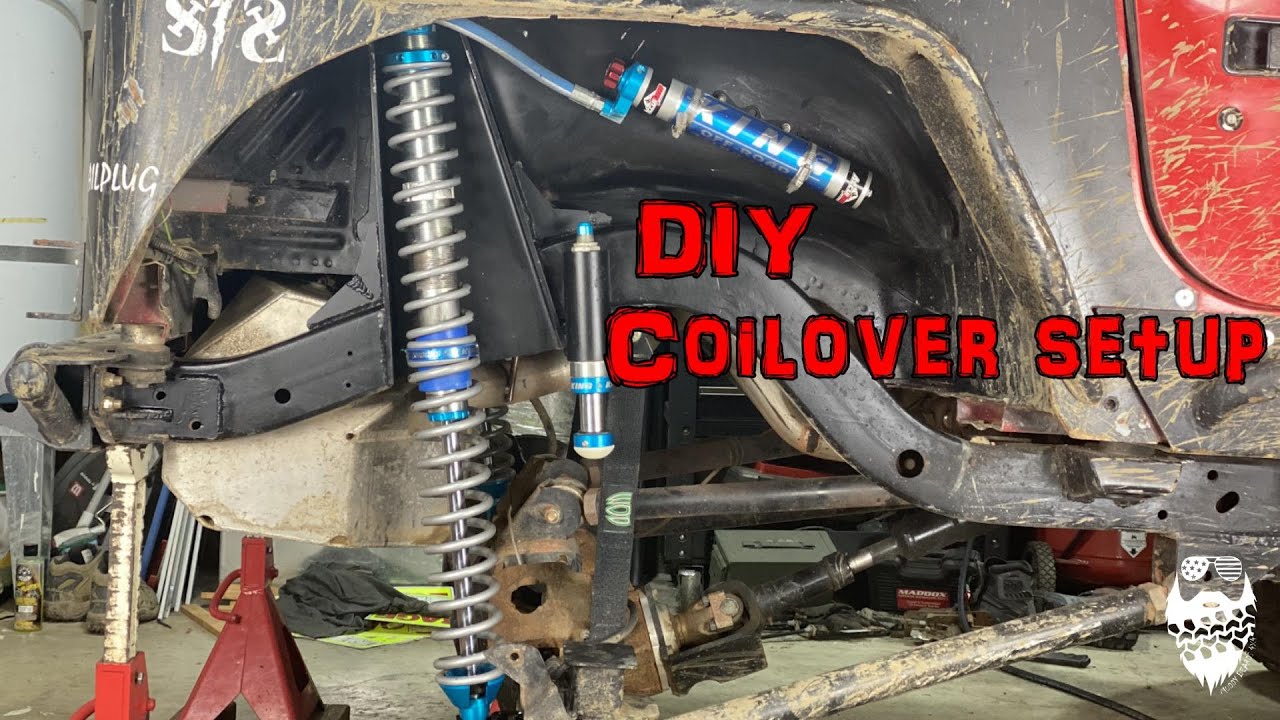 DIY Coilover setup on my Triangulated four link build, Jeep Wrangler TJ -  YouTube