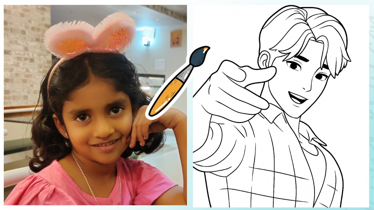 Amaira is Coloring Cute Jinu from Kpop | Jinu Coloring Pages💙🎨|K-pop Idol Jinu Art ✨