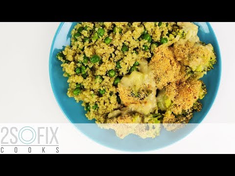 Vegán csőben sült brokkoli és zöldborsós quinoa