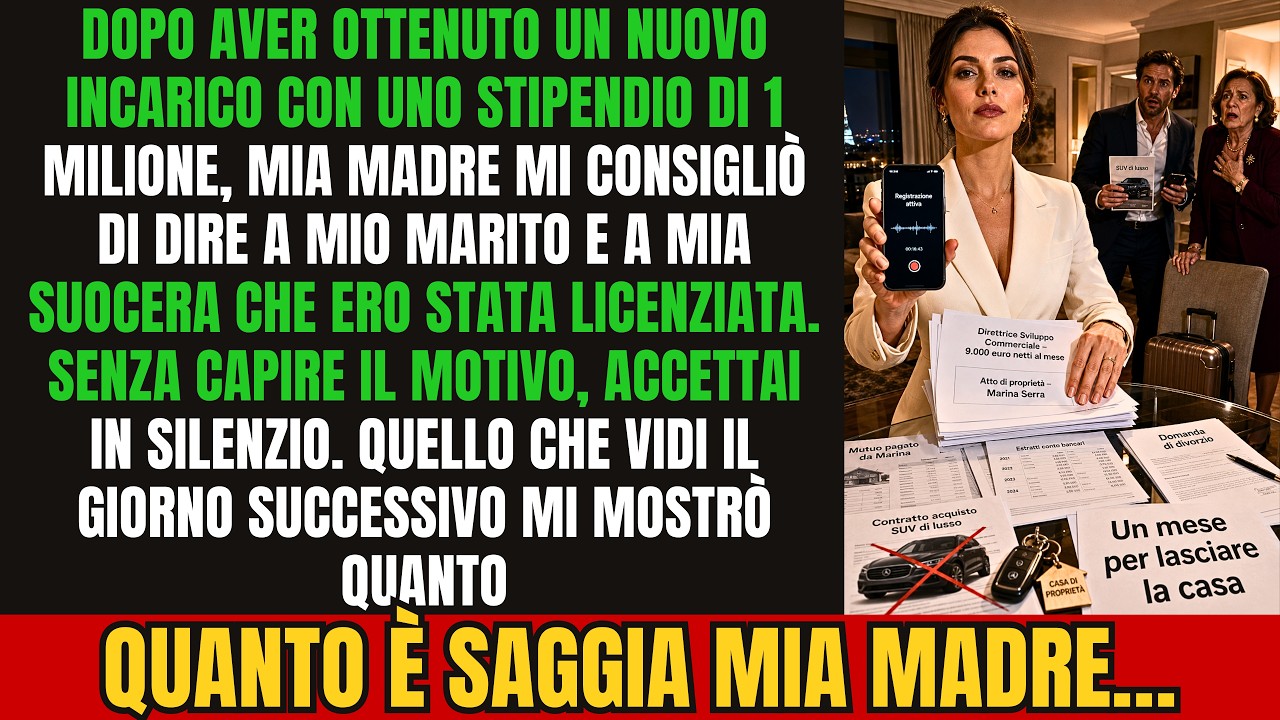 Mia madre mi disse di mentire a mio marito il giorno della mia promozione: “Di’ loro che ti hanno licenziata.” Io la giudicai pazza, ma obbedii. In una settimana ho scoperto che mio marito e sua...