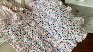 EASY Granny Square Baby Blanket with Ruffled Trim, Crochet Video Tutorial