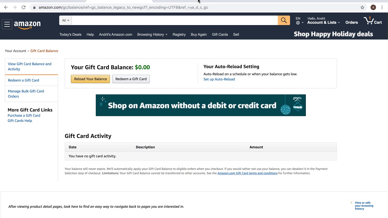 How to VIEW AMAZONG GIFT CARD BALANCE? - YouTube