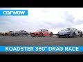 AMG GT C vs Audi R8 vs McLaren 570S vs BMW i8 - 360° Roadsters ROOF, DRAG and ROLLING RACE!