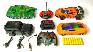 Unboxing: Remote Control Smoke Car, Electric Army Tanker, gravity sensor lighting RC Car, RC.Thar,