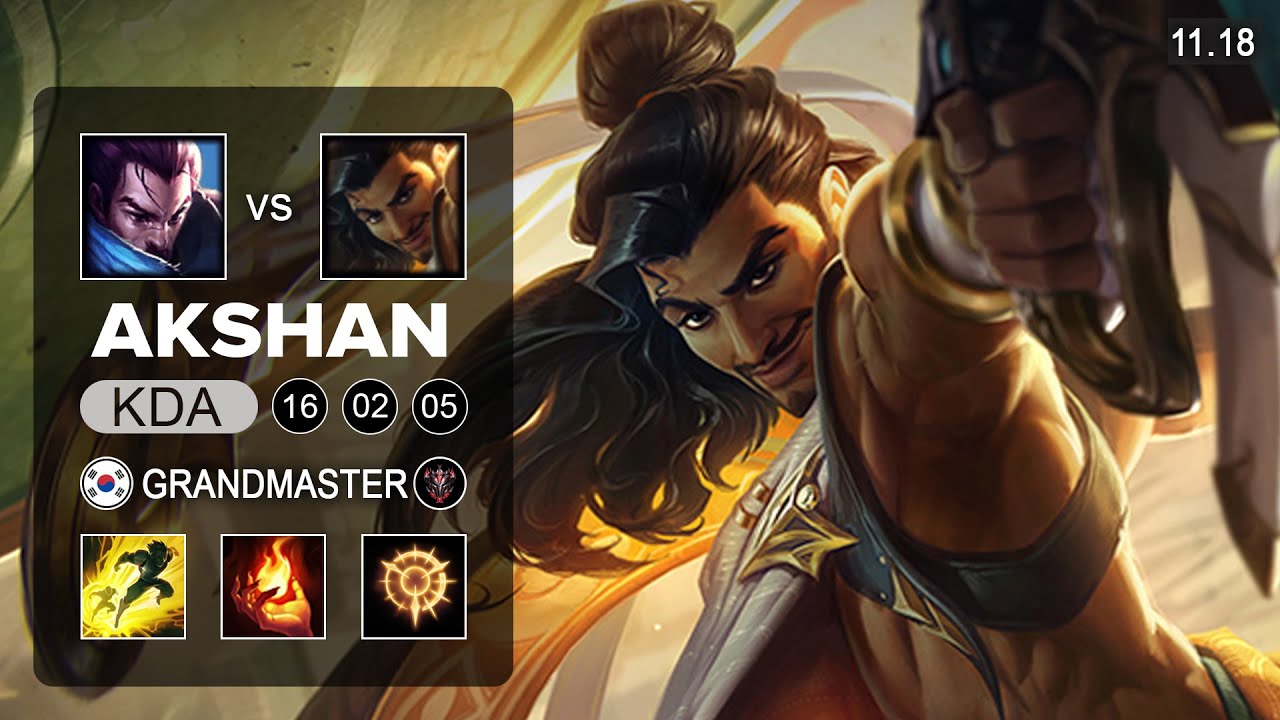 Akshan Mid vs Yasuo - KR Grandmaster - Season 11 Patch 11.19