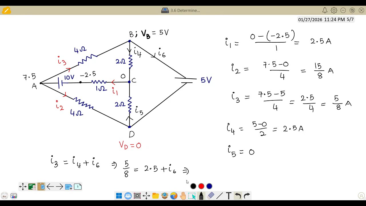 Example 3,6 Determine the current in each branch of the network shown in figure 3,17