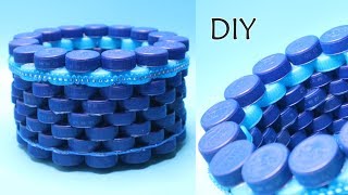 Ide Kreatif TUTUP BOTOL bekas ! Botol Plastik AQUA ! How to make basket from Bottle Cup Craft Ideas