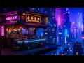 Cyberpunk Cozy Rooftop | Neon City Lights | Relaxing Ambient Sounds for Sleep | 4K 8H