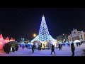 Novosibirsk - Winter walking at the evening along Krasny prospekt - Russia / Новосибирск 4K