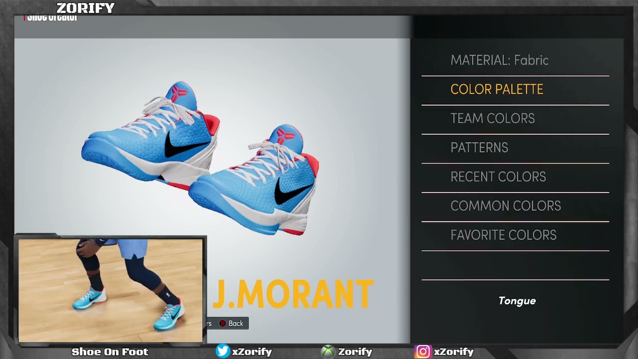 NBA 2K22 Next Gen Shoe Creator Nike Kobe 6 PE "Ja Morant" YouTube
