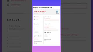 Resume Format Sample for Freshers | Sample Resume Format #resume #resumemaking