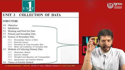 Collection of Data | for M. Com. Students | Dr. Subodh Kesharwani | SOMS | IGNOU