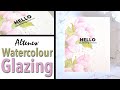 Beautiful Floral Card Using Watercolour Glazing in Pastel Pink!
