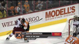 Wayne Simmonds drills Rostislav Klesla [HD]