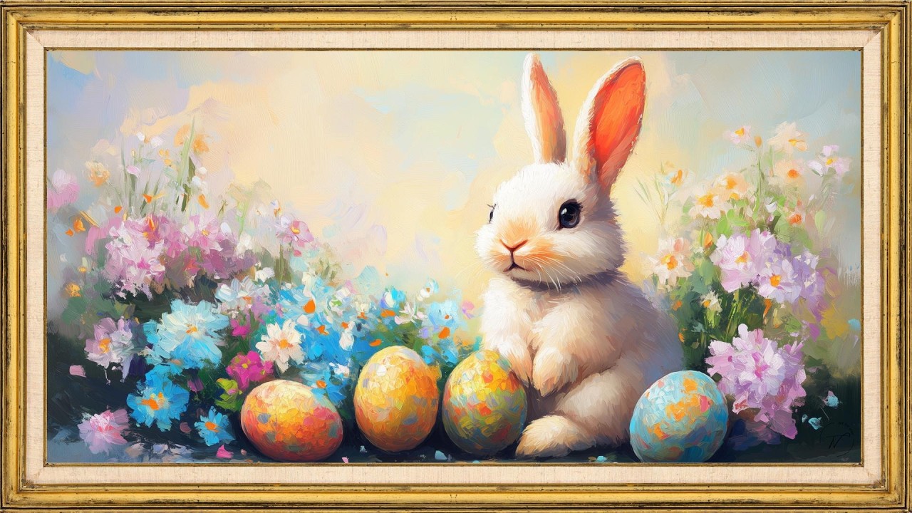 Spring Bunny & Easter Eggs – 2 Hour 4K Art Screensaver for TV | Spring TV Art Relaxation