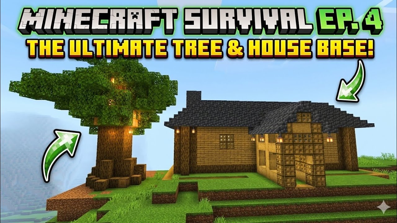 MINECRAFT SURVIVAL EP. 3 | The Ultimate Tree & House Base! - YouTube