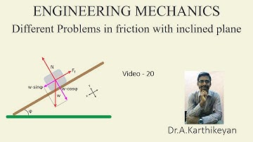 Engineering Mechanics - friction - problems in friction with inclined plane - simple problems