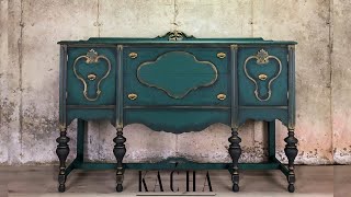 Painting a Buffet In Green w Chalk Paint / Vintage Furniture Makeover