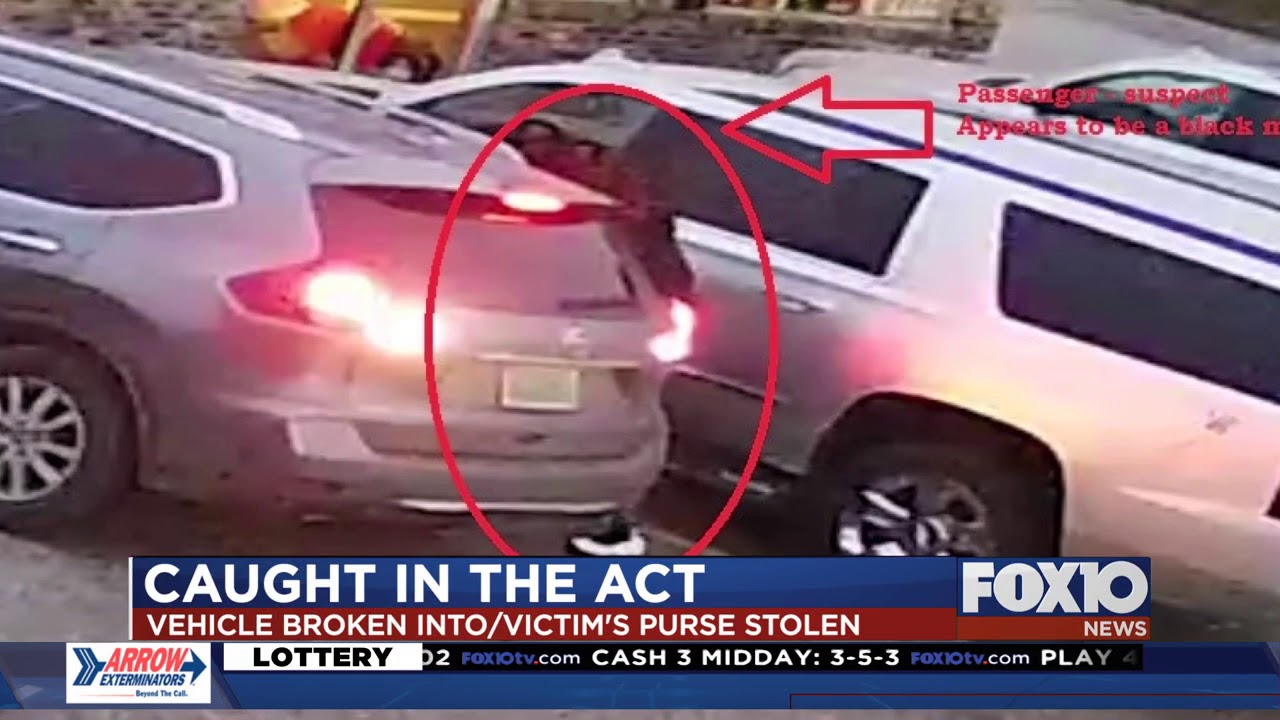 CAUGHT IN THE ACT: Vehicle burglar steals purse - YouTube