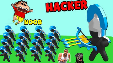 SHINCHAN THROW 999999 ARROWS ON CHOP IN MERGE ARCHERS WITH FRANKLIN | NOOB PRO HACKERS