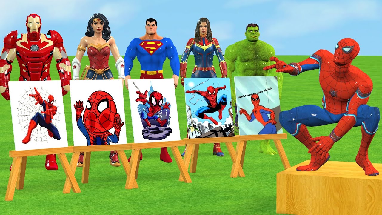 Super Hero 3D Funny Game Help Hulk Complete the Spider-Man Drawing Challenge