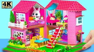 Build Cute Two-Story Rabbit Castle with Four Amazing Rooms From Cardboard ❤️ DIY Miniature House