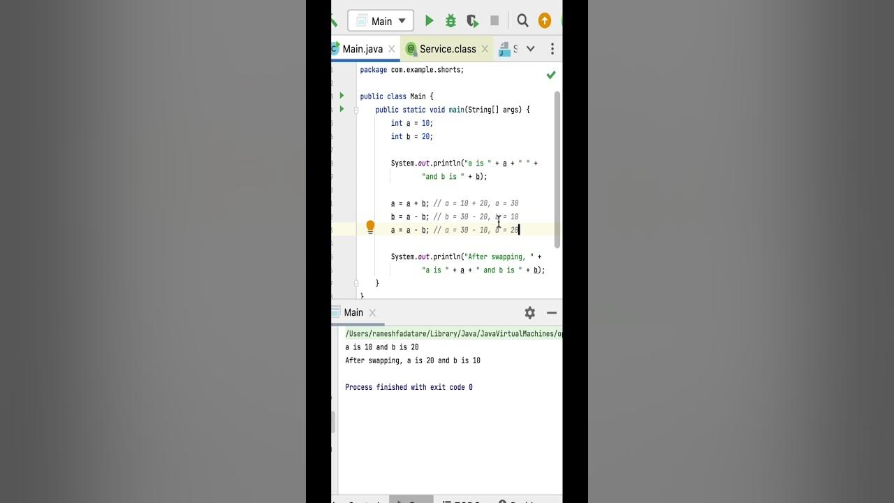 Java Program to Swap Two Numbers within Using Third Variable #java # ...