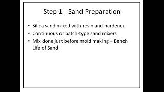 No bake Sand Moulding Process
