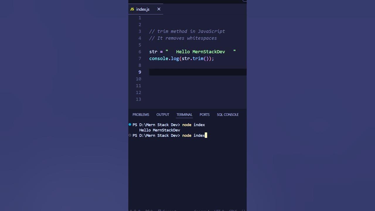 trim() method in #javascript || #webdevelopment - YouTube