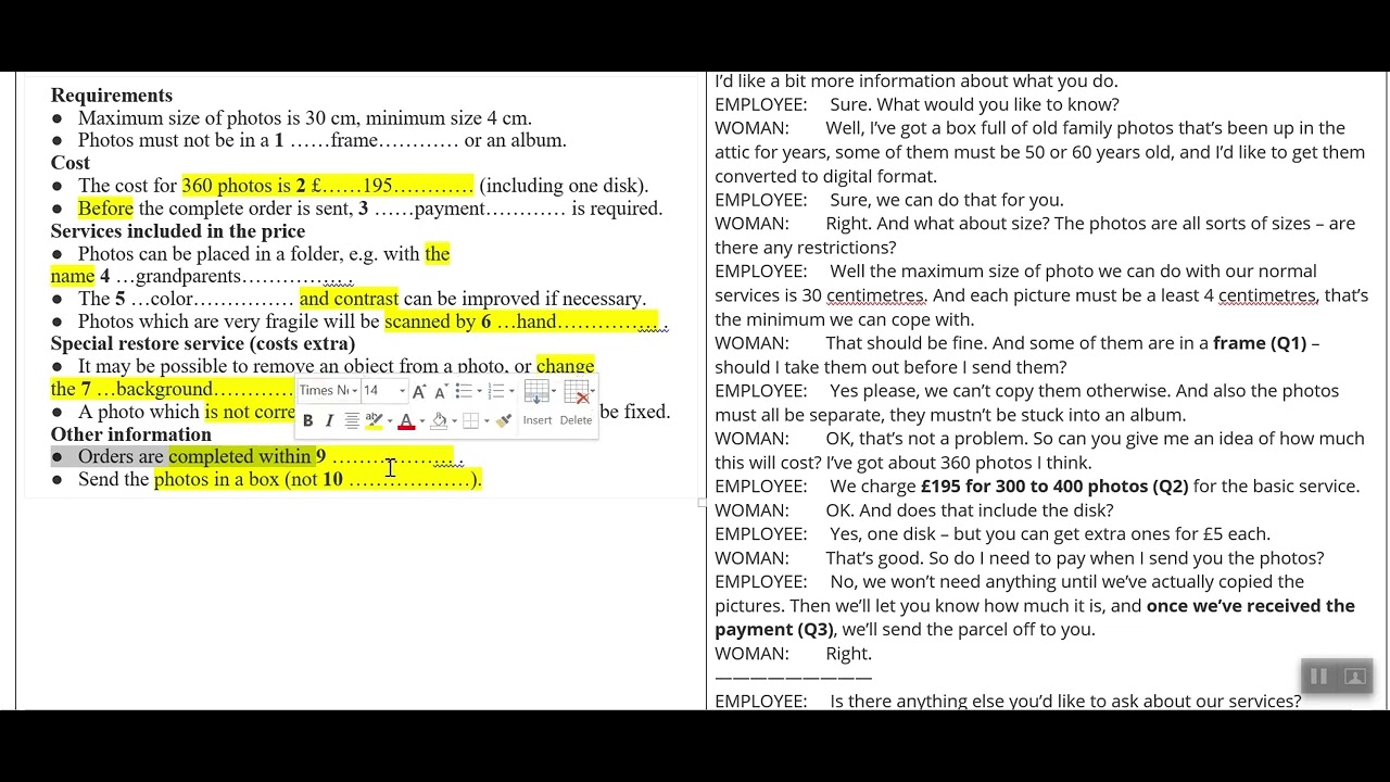 CHỮA PART 1 TEST 2 LISTENING CAM 16