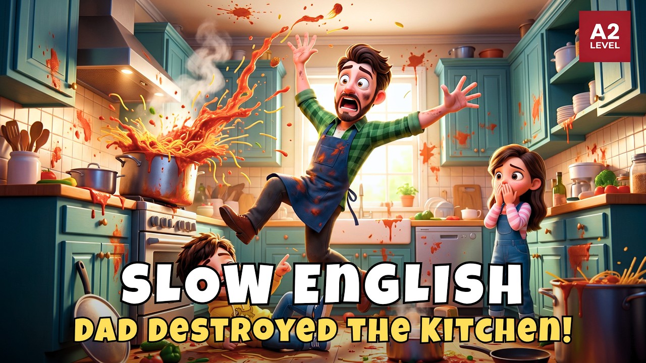 😱 Dad Tried To Cook Dinner And Destroyed The Kitchen! | Easy English Listening Story (A1-A2 Level)
