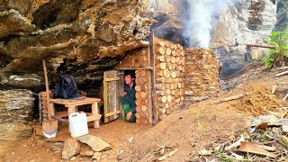 Building Complete Survival Bushcraft Shelter On Cliff / King Of Satyr