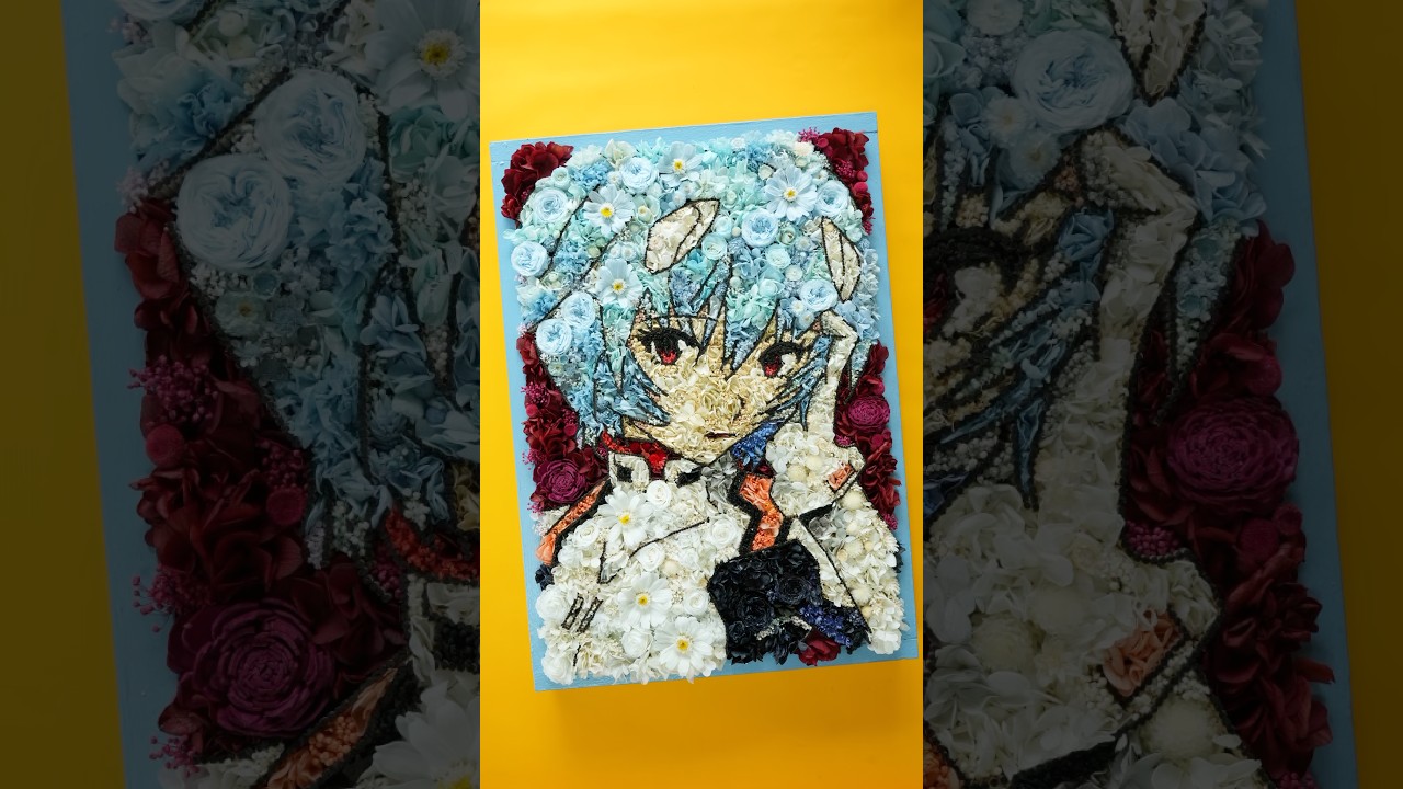 【新世紀エヴァンゲリオン】花と爪楊枝で綾波レイを描いてみたら… #エヴァンゲリオン #evangelion #フラワーアレンジメント #drawing