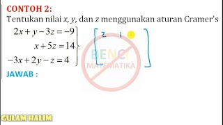 SPLTV dengan Matriks Cramer 3x3 contoh 2