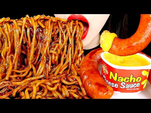ASMR BLACK BEAN NOODLES JJAJANGMYEON KIELBASA SAUSAGE 킬바사소세지 짜장면 먹방 MUKBANG EATING SOUNDS| ZOEY ASMR