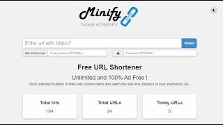 Minify Free URL Shortener with Custom Name | Unlimited | Relnite
