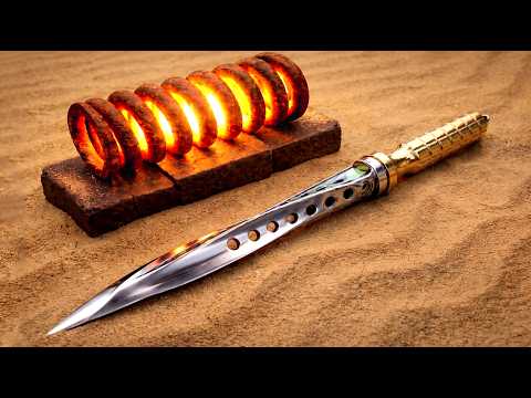 Making a Lethal Jagdkommando knife OUT of a Train suspension ( Spiral Dagger)