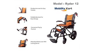 Karma Ryder 12 Light Weight Aluminum Compact Folding Travel Wheelchair @mobilitykartindia
