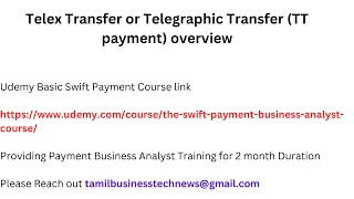 Telex Transfer or Telegraphic Transfer (TT payment) overview