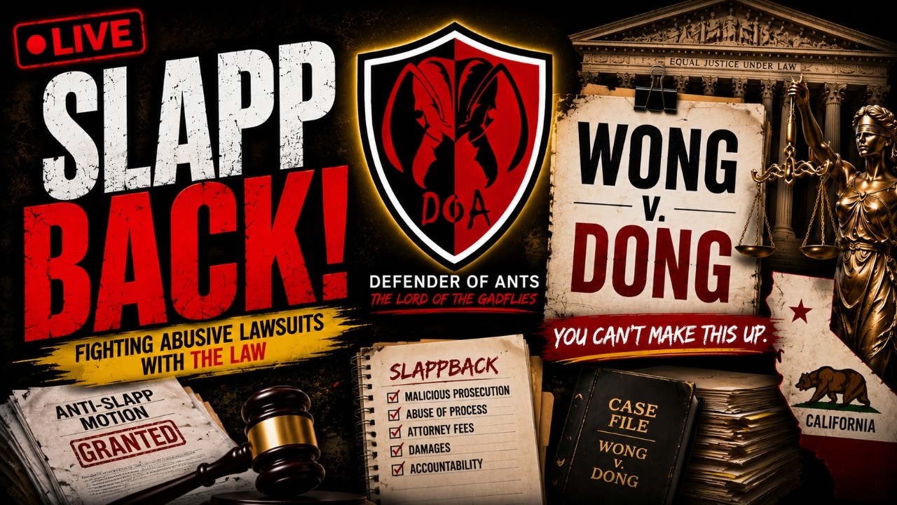 SLAPPBACK: WONG v. DONG — #antislapp #Califorinalitigation #wongvdong #defenderofants