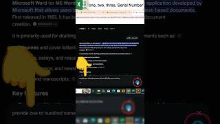 One Two Three ki tarah aap serial number type kaise kare excel me kya hai tarika