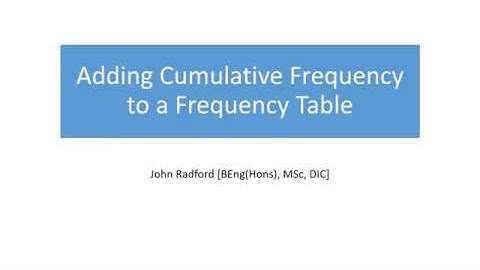 Adding Cumulative Frequency to a Frequency Table
