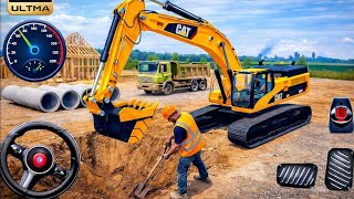 Railway Construction Simulator Game 🚧 Blue Dump Truck & Excavator Working 3D screenshot 4