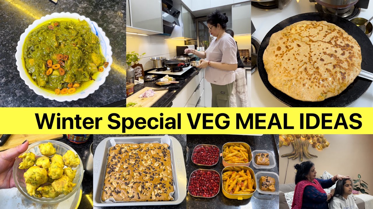 Lip-smacking Winter Veg Food Recipes | Lunch/Dinner Meal Ideas | MethiPakora, PalakMushroom, Cake