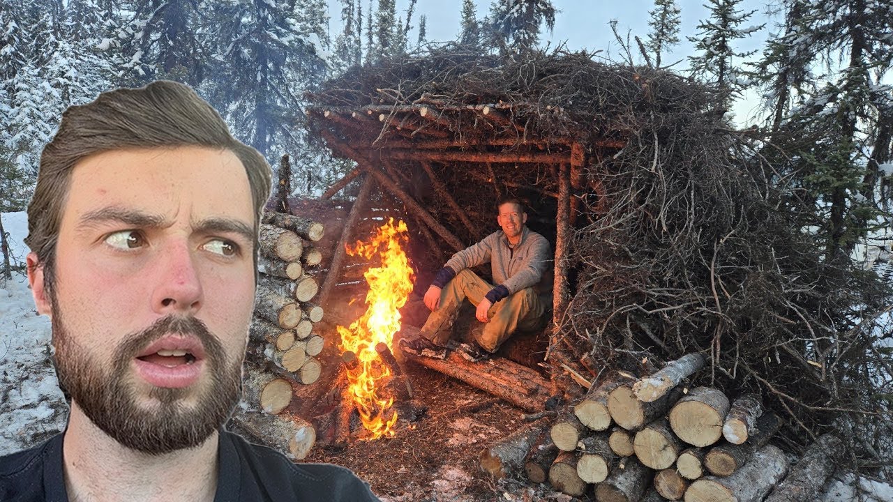 3 Days in Arctic Survival Shelter - Solo Bushcraft Camping & Blacksmithing. l HOZZ