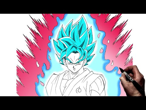 How To Draw Goku SSJ Blue (Kaioken), Step By Step