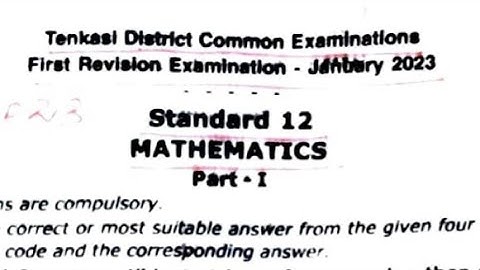 Class12|Maths|First Revision Exam|January2023|Original Question paper|Englishmedium|Tenkasi district