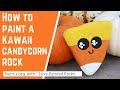 How to paint a kawaii candy corn rock for halloween
