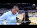 UNC coach Hubert Davis is INTO it for in-game interview