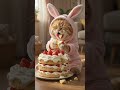 【あざと可愛】うさ耳猫ちゃん、巨大イチゴケーキを豪快につまみ食いｗｗｗ #Shorts #猫 #AI動画